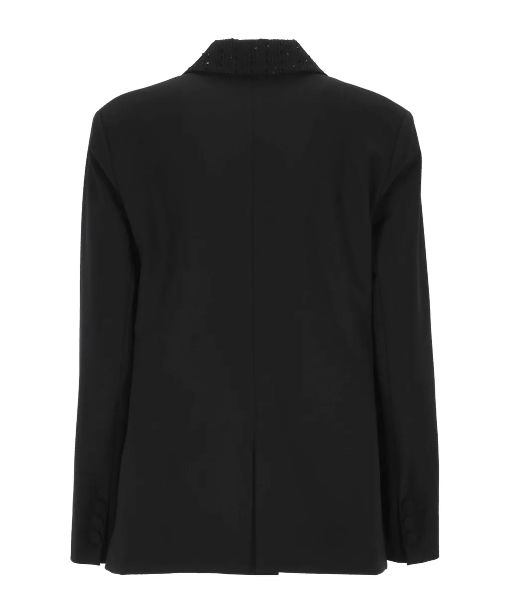 Antonelli Firenze Embellished Collar Double-Breasted Blazer