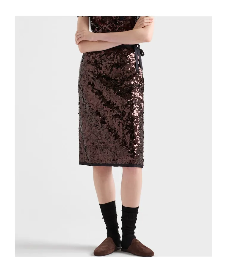 Embroidered Sequin Skirt