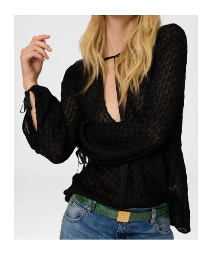 Keyhole-Neck Textured Top