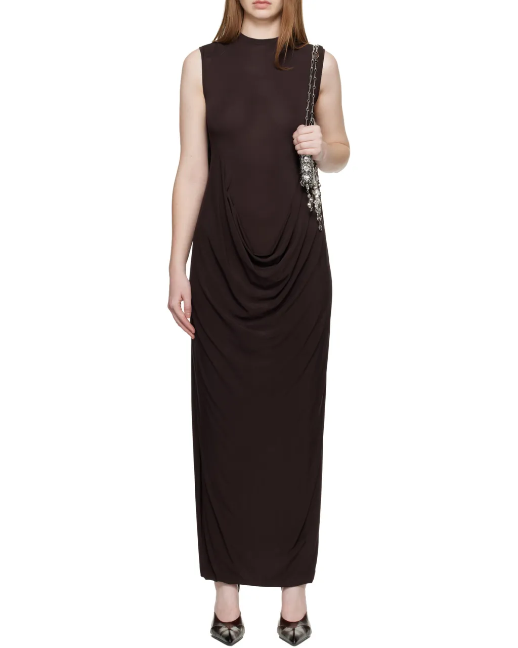 Draped Sleeveless Maxi Dress