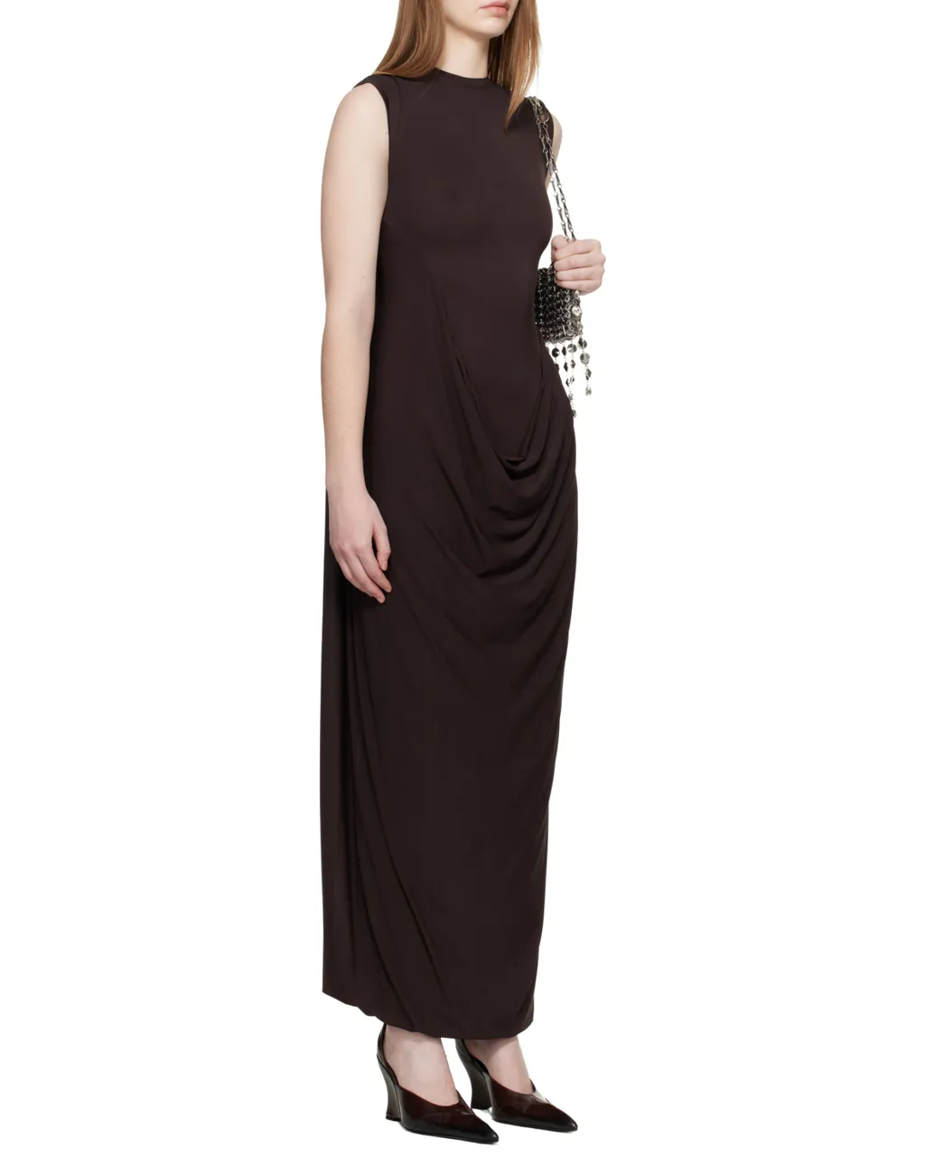 Draped Sleeveless Maxi Dress