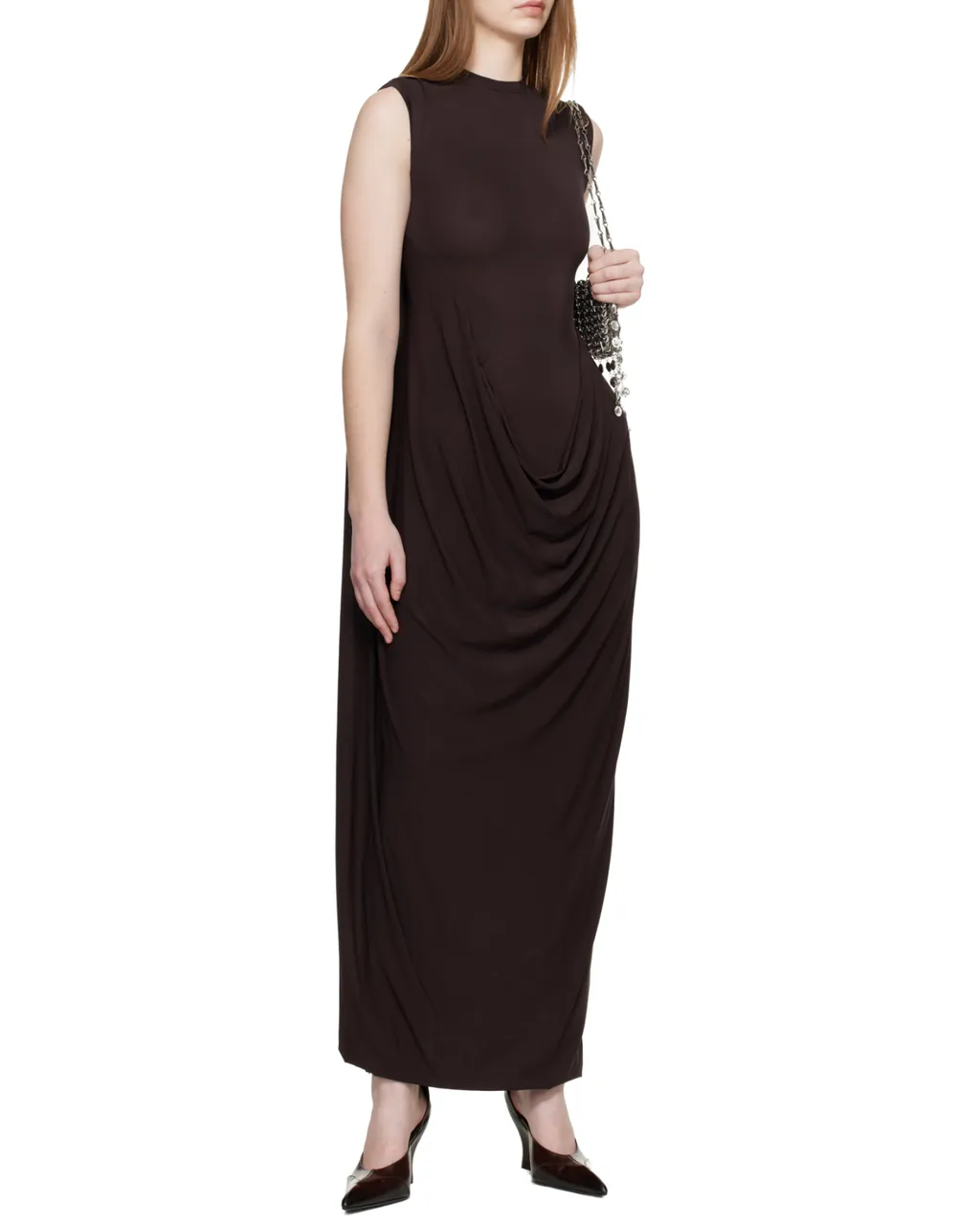 Draped Sleeveless Maxi Dress
