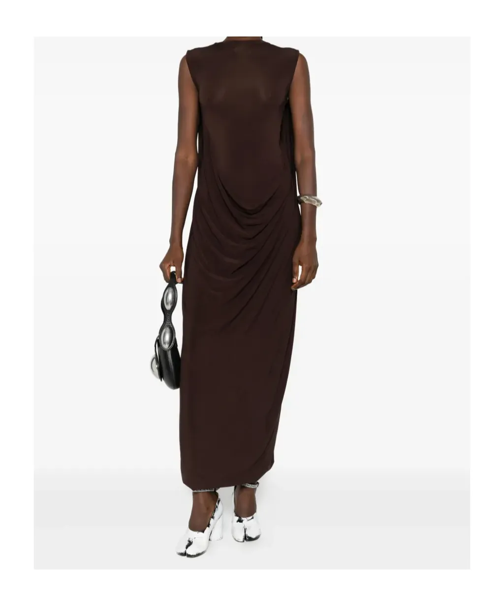 Draped Sleeveless Maxi Dress