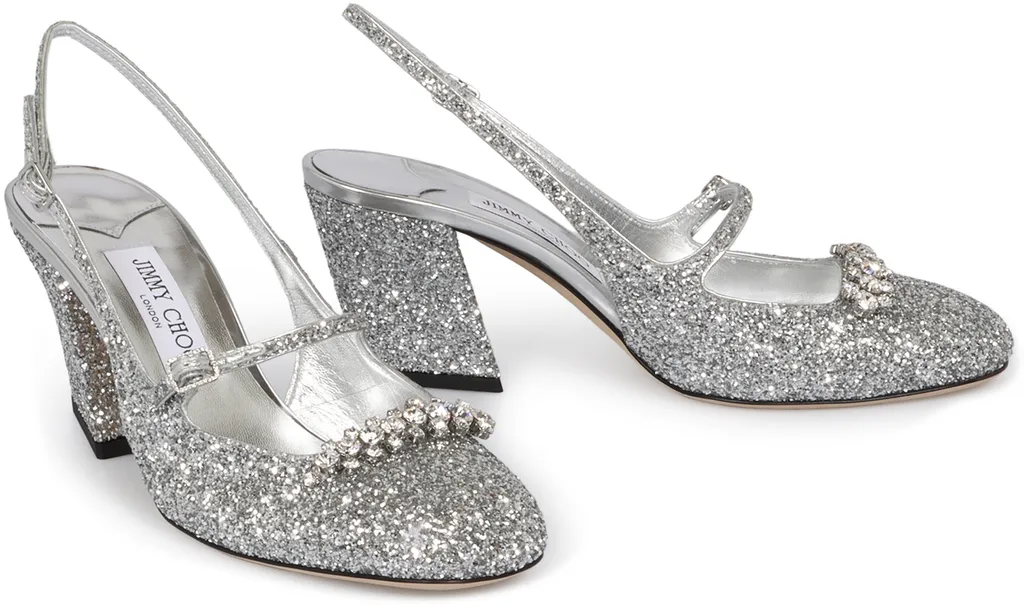 45Mm Belinda Glitter Slingback Block-Heel Pumps