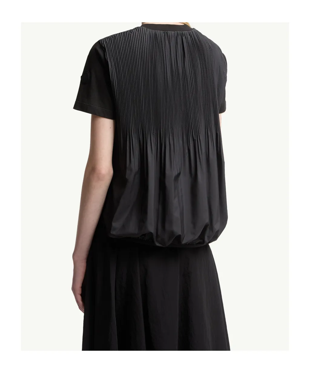 Pleated Back Cotton T-Shirt