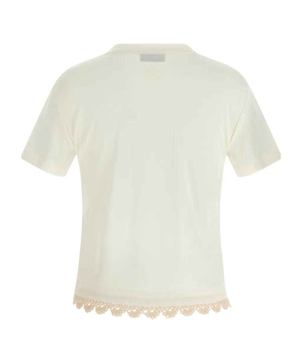 Crochet-Hem Crew-Neck T-Shirt