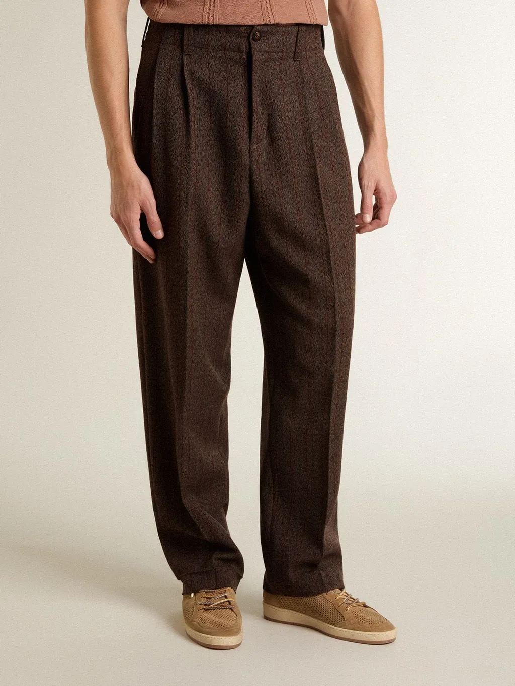 Pinstripe-Pattern Wool Trousers