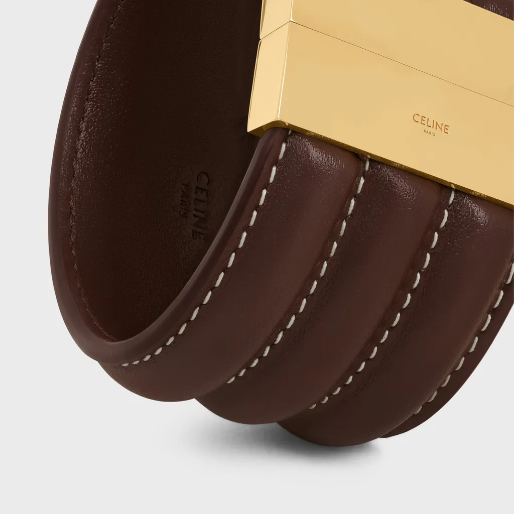 Les Cuirs Celine Large Bracelet In Calfskin And Brass With Gold Finish