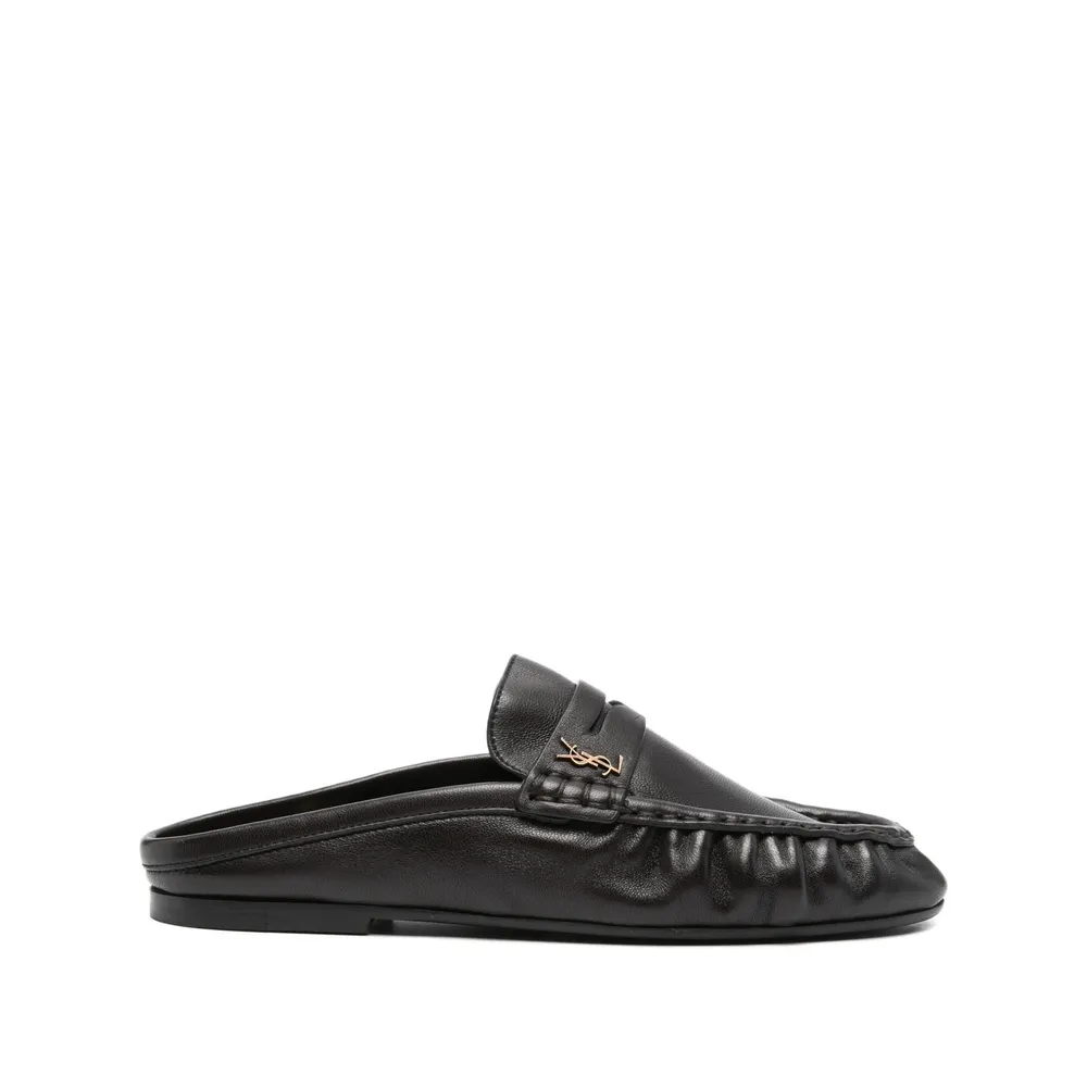 Saint Laurent Ruched Logo Plaque Mules