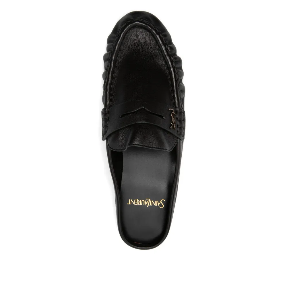 Saint Laurent Ruched Logo Plaque Mules