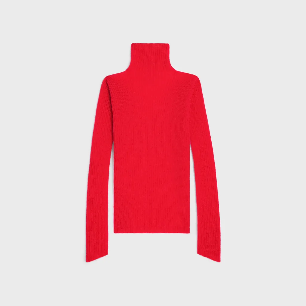 Turtleneck Sweater In Ribbed Mohair And Silk