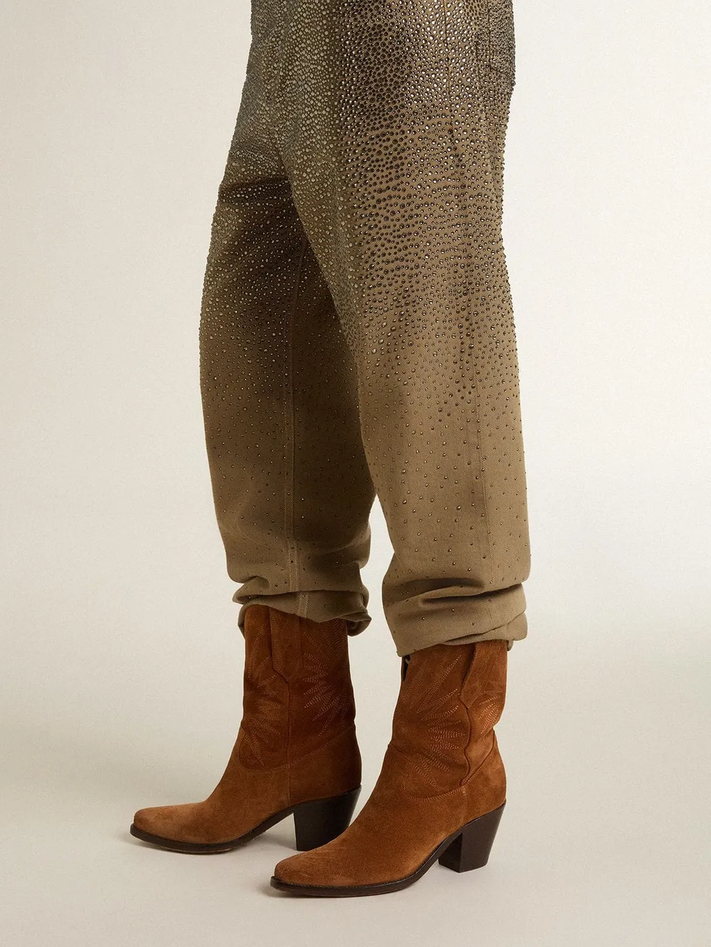 Embroidered Suede Boots