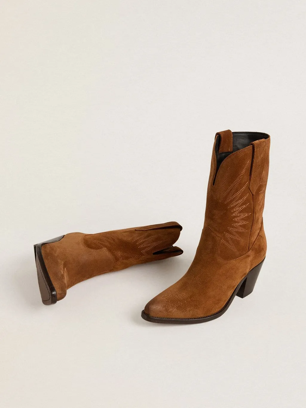 Embroidered Suede Boots