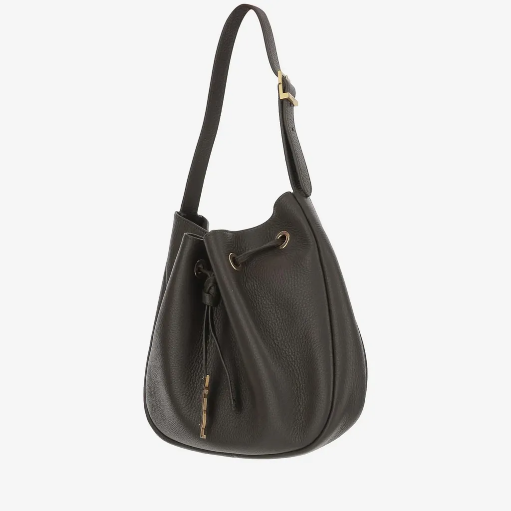 Drawstring Leather Shoulder Bag