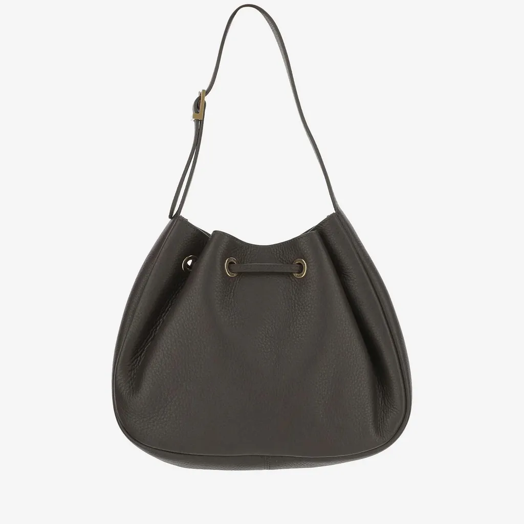 Drawstring Leather Shoulder Bag