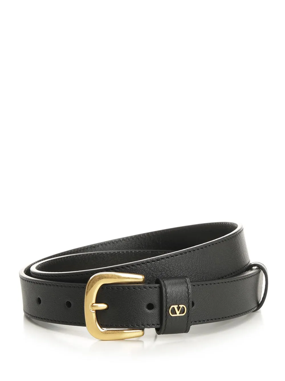 Gold-Buckle Leather Belt