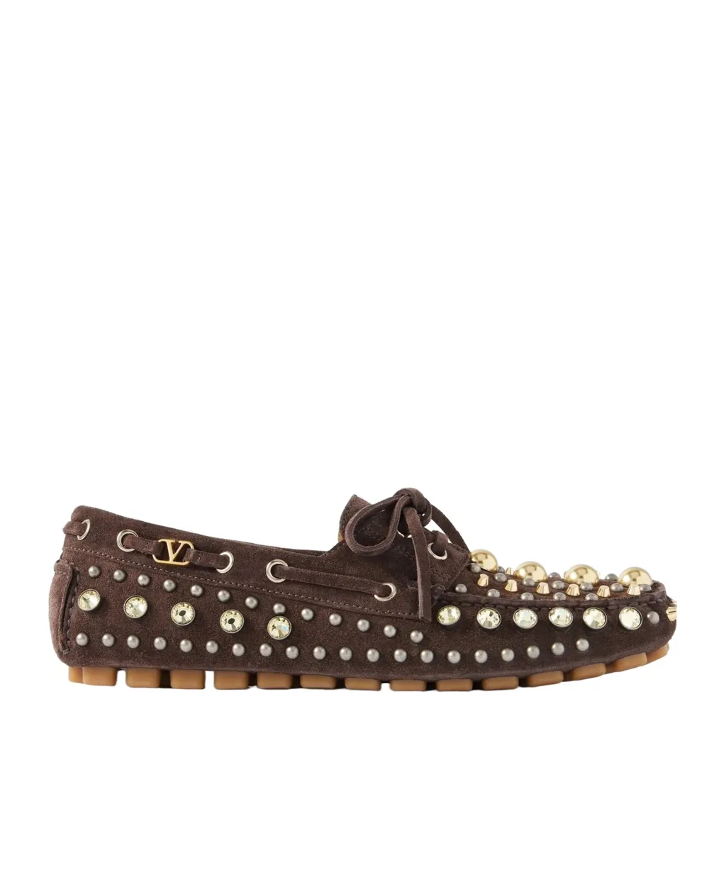 Studded Suede Boat Shoes
