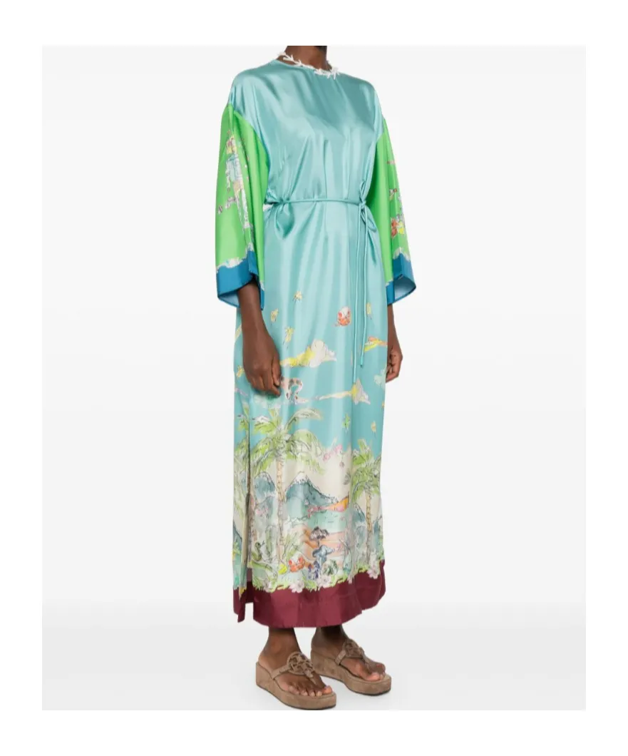 Print Silk Midi Dress