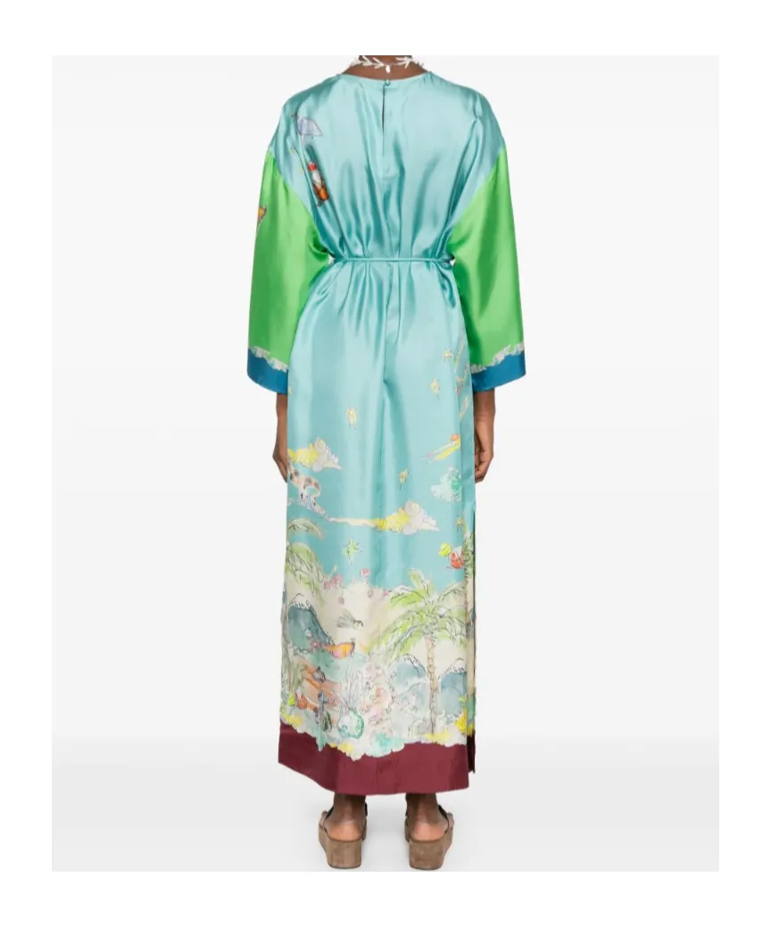 Print Silk Midi Dress