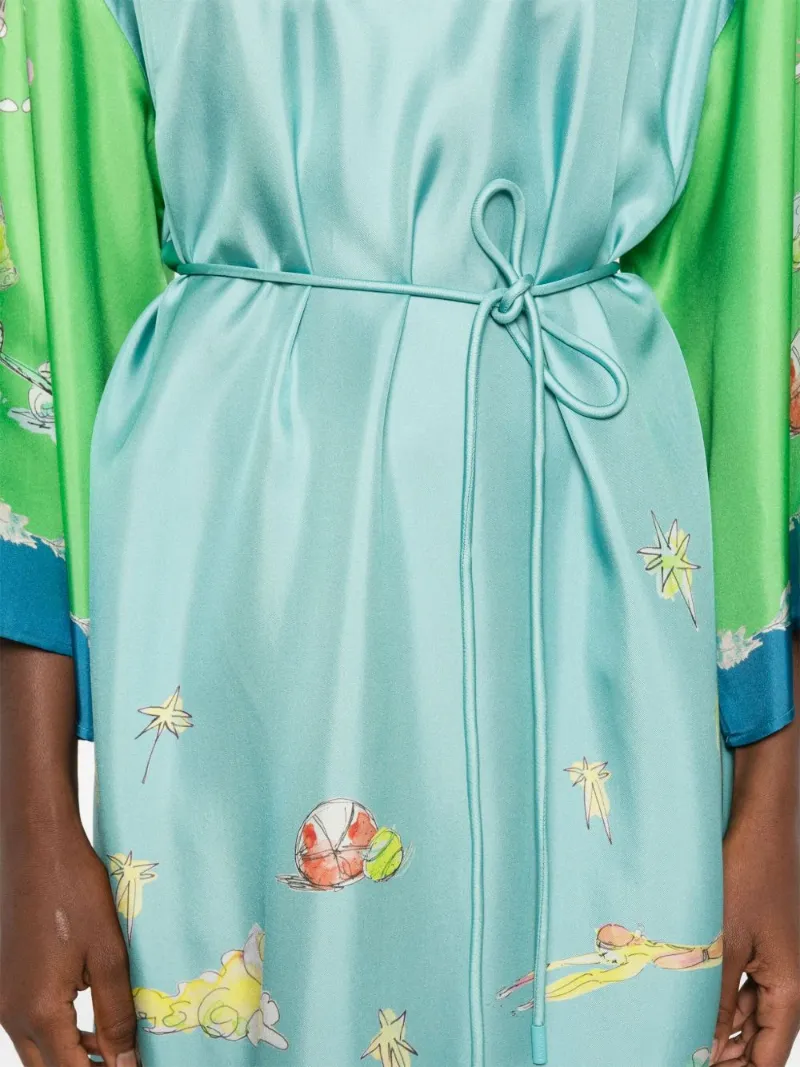 Print Silk Midi Dress