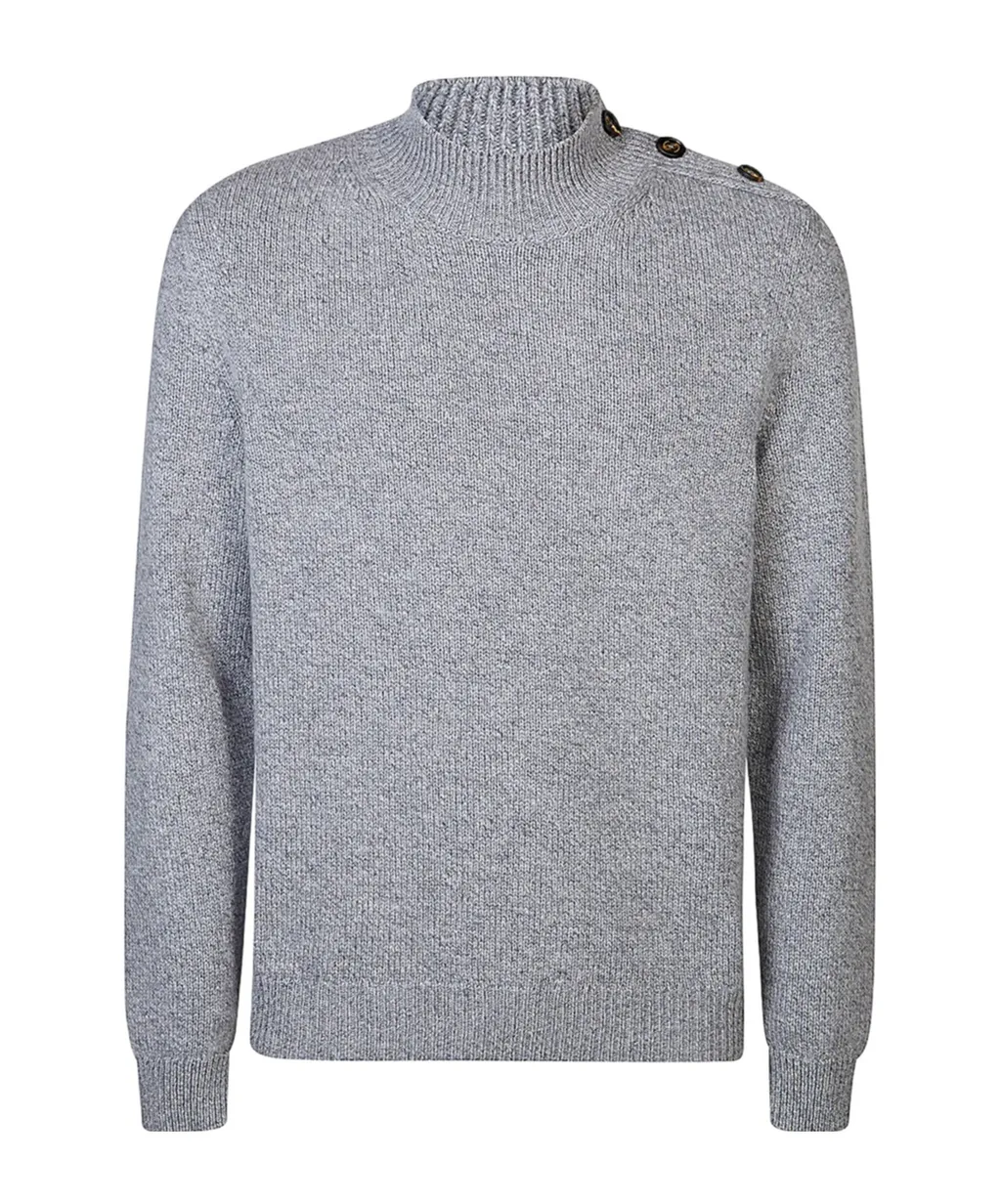Button-Detailed Wool Sweater