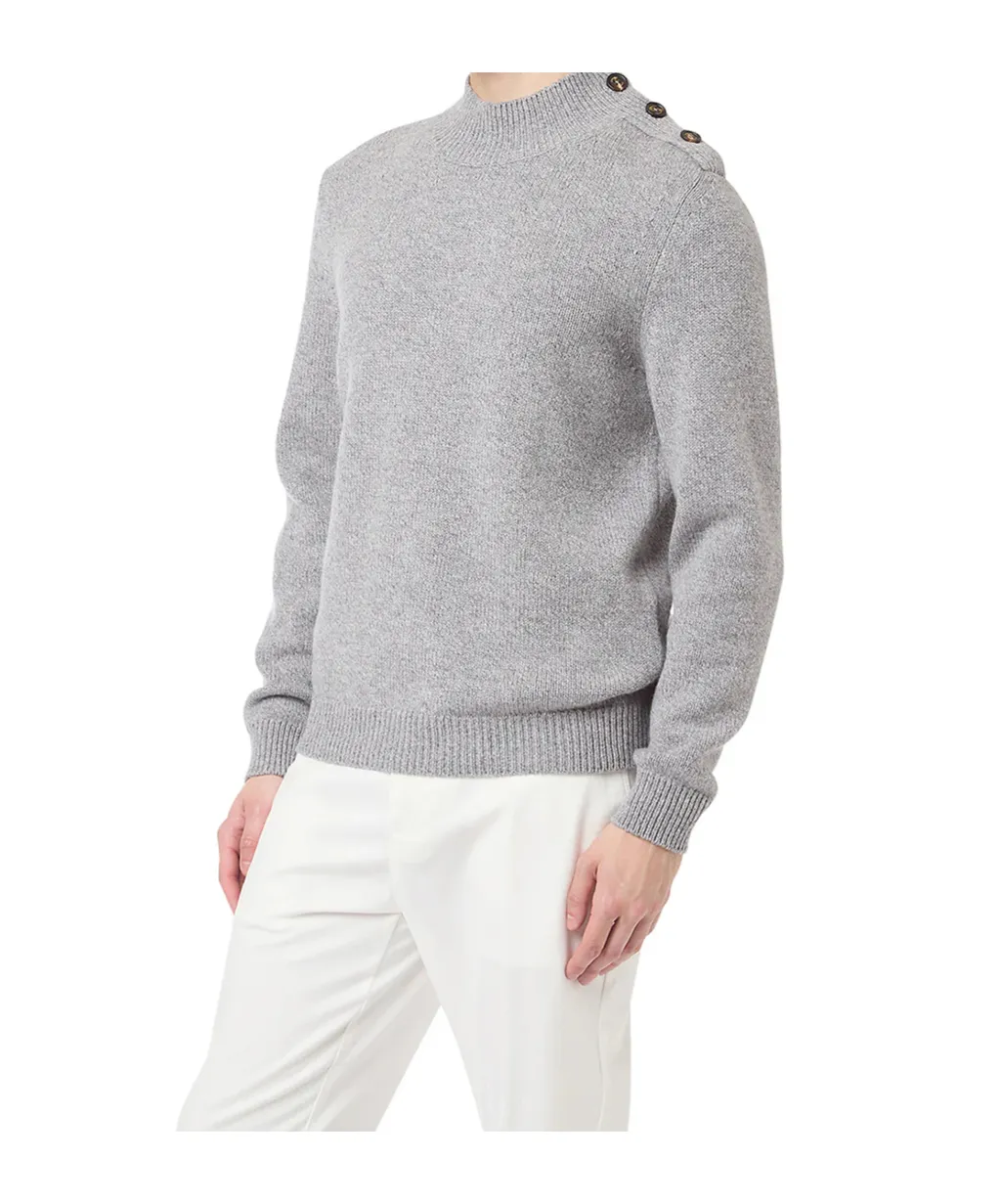 Button-Detailed Wool Sweater