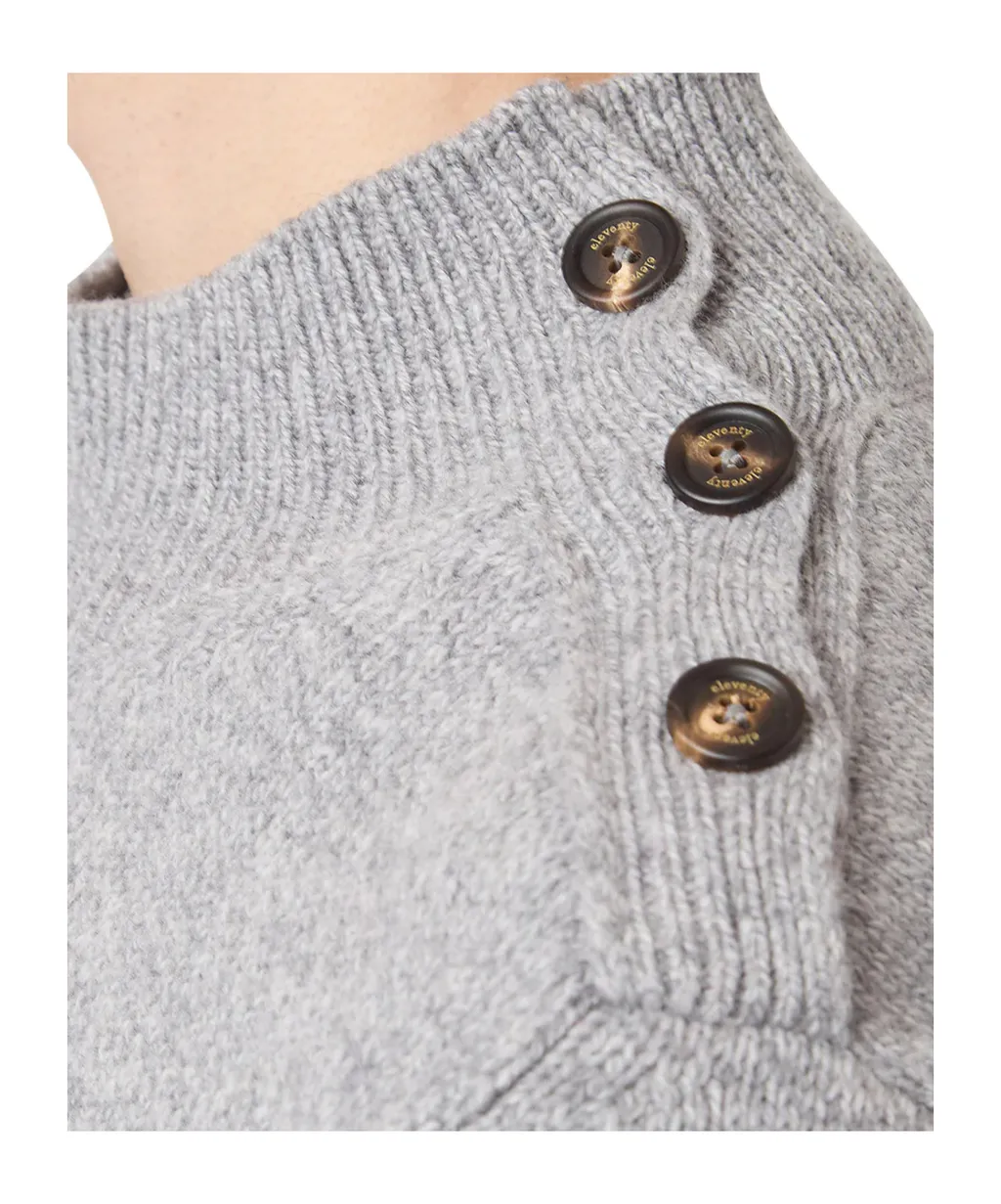 Button-Detailed Wool Sweater
