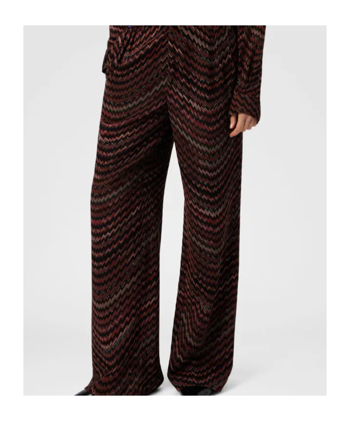 Mid-Rise Tailored Pants With Zigzag Pattern