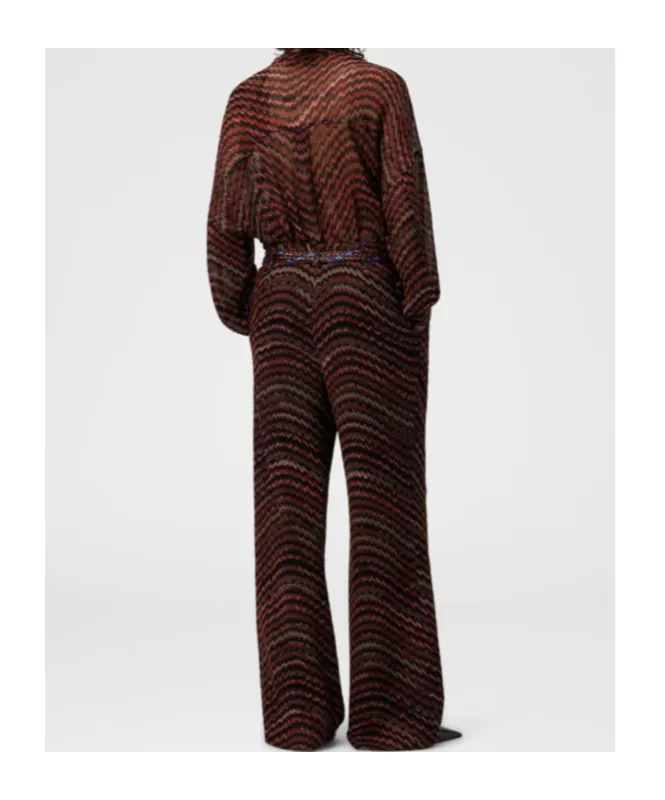 Mid-Rise Tailored Pants With Zigzag Pattern