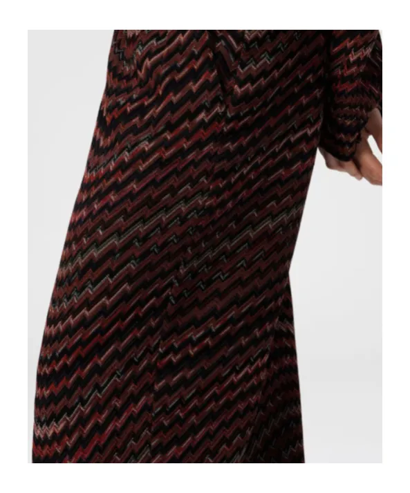 Mid-Rise Tailored Pants With Zigzag Pattern