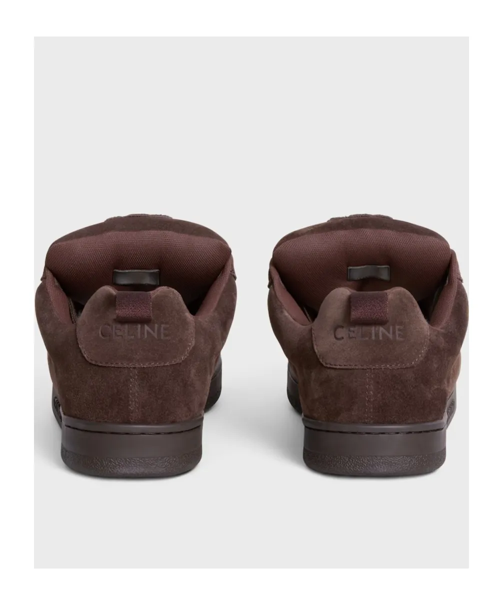 Celine Huntington Low Lace-Up Sneaker In Suede Calfskin And Mesh
