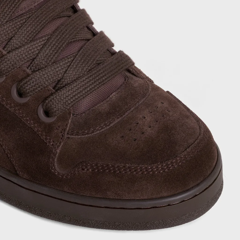 Celine Huntington Low Lace-Up Sneaker In Suede Calfskin And Mesh