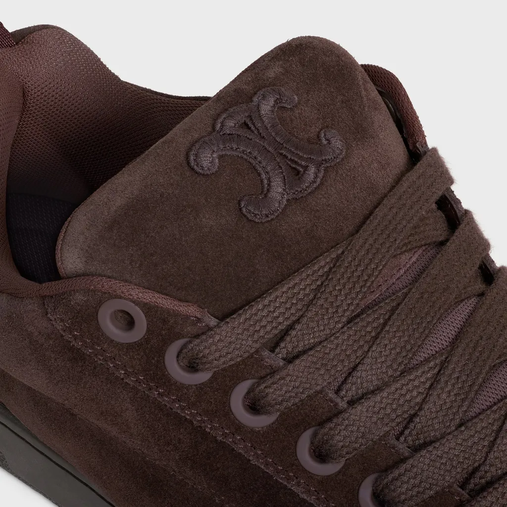 Celine Huntington Low Lace-Up Sneaker In Suede Calfskin And Mesh