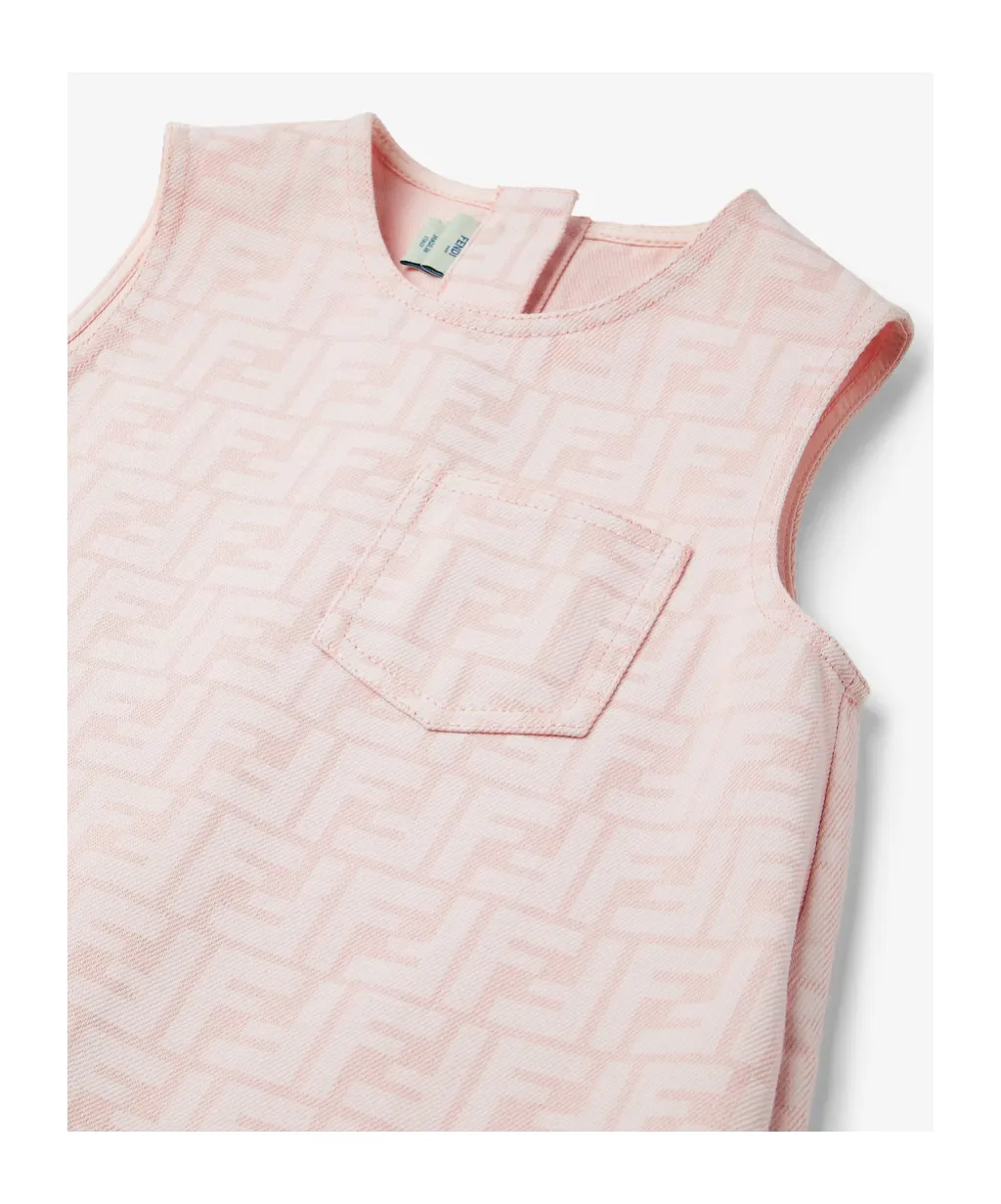 Pink Cotton Denim Junior Dress