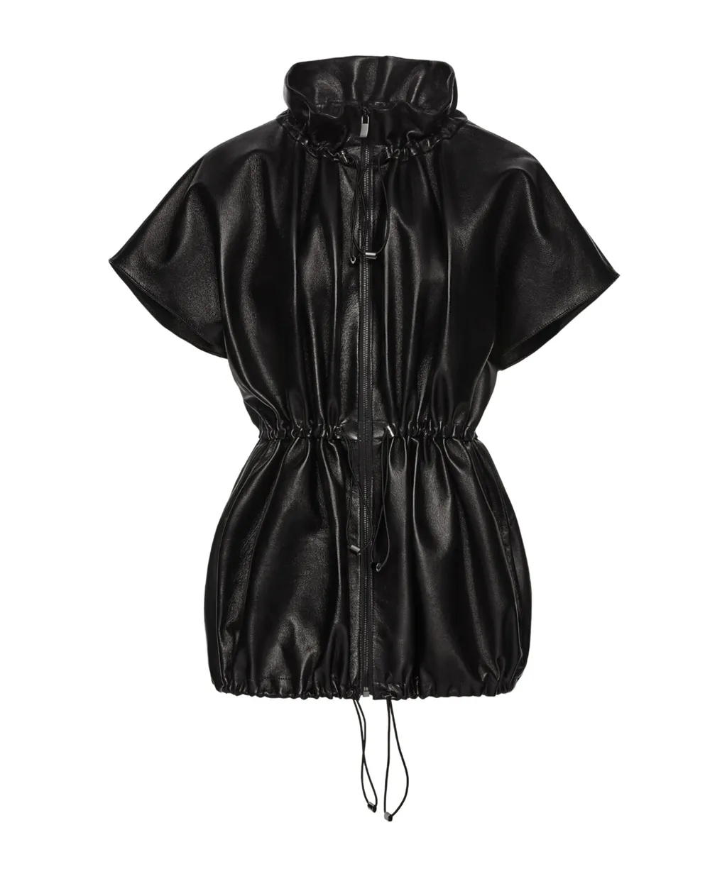 Magda Butrym Elasticized Leather Peplum Jacket