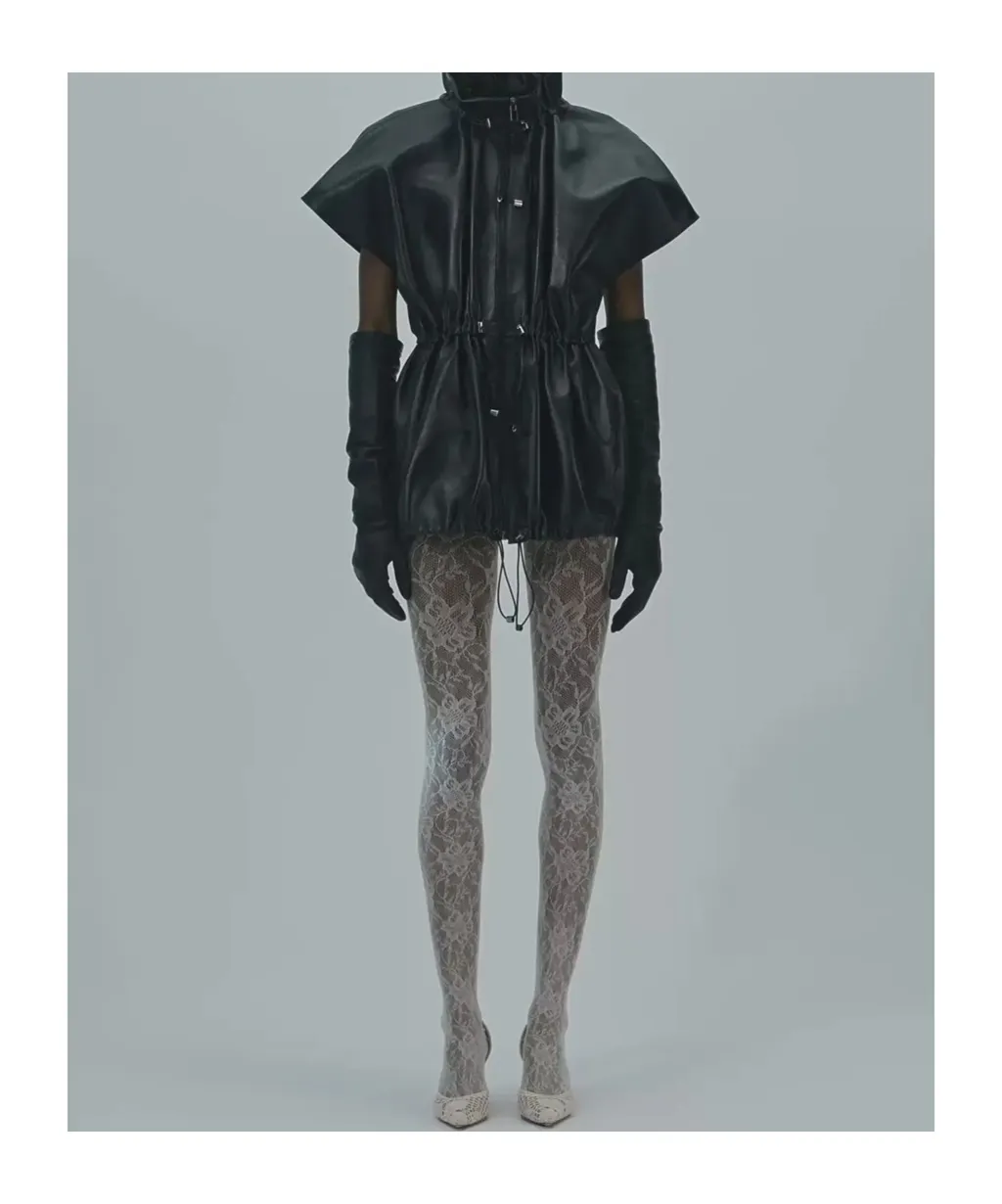 Magda Butrym Elasticized Leather Peplum Jacket