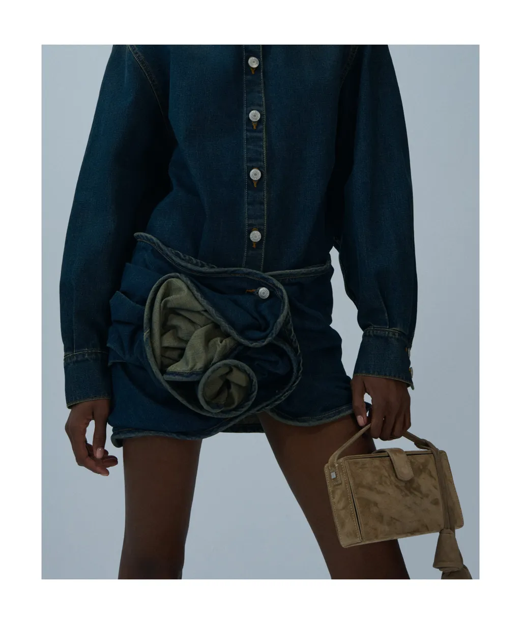 Magda Butrym Floral Appliqué Denim Mini Skirt