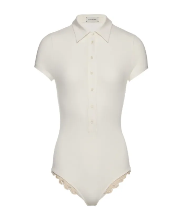 Magda Butrym Lace-Detail Polo Bodysuit