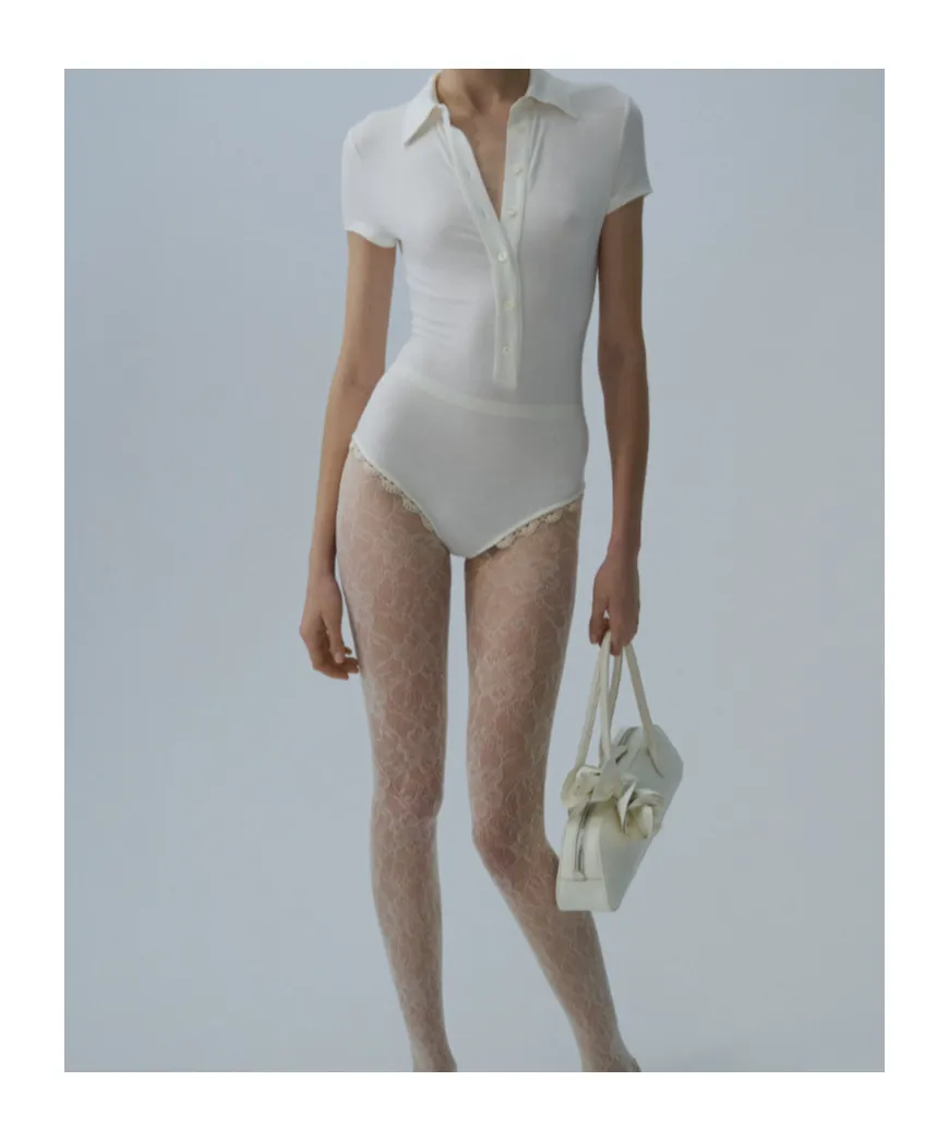 Magda Butrym Lace-Detail Polo Bodysuit