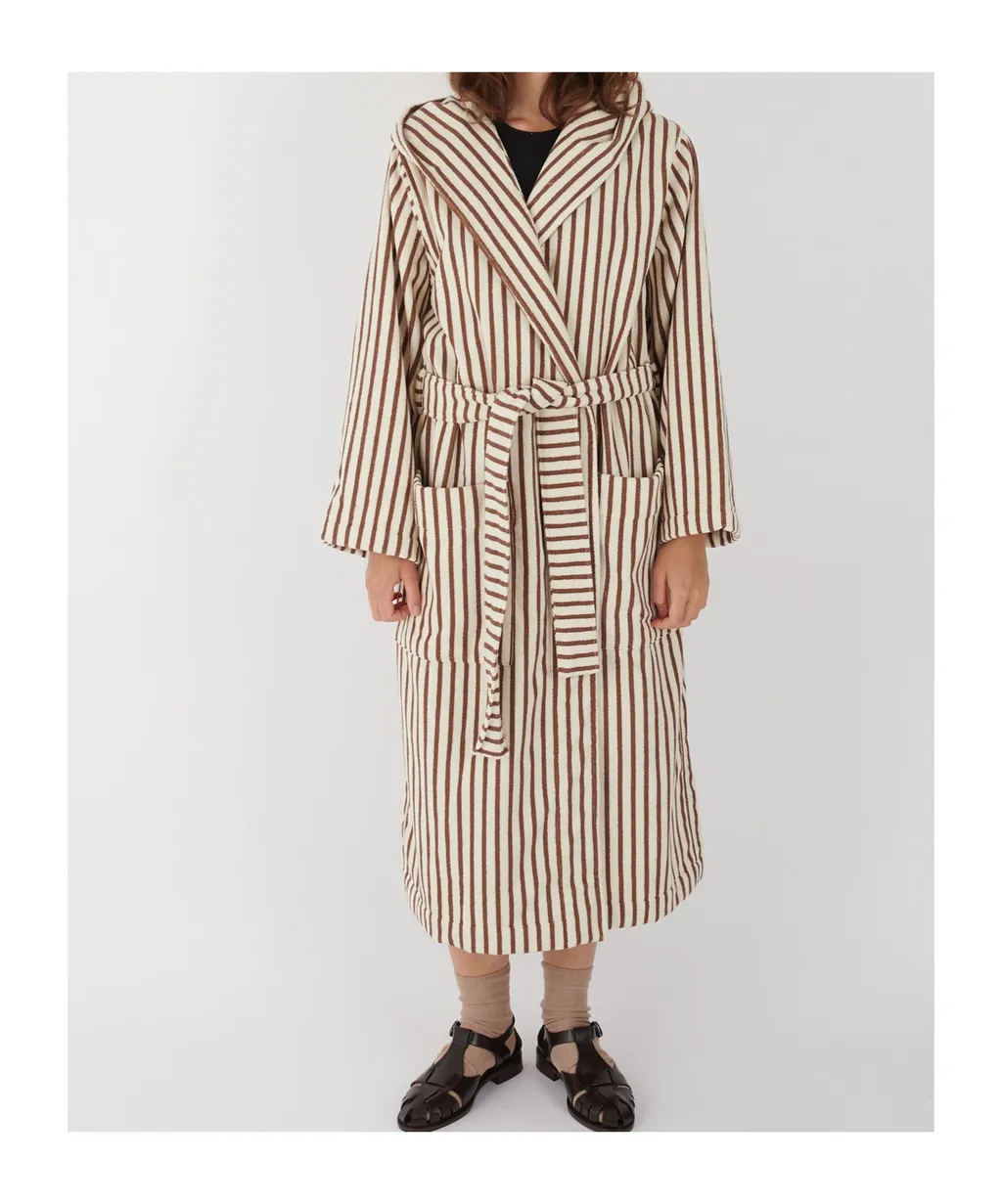 Striped Hooded Bathrobe