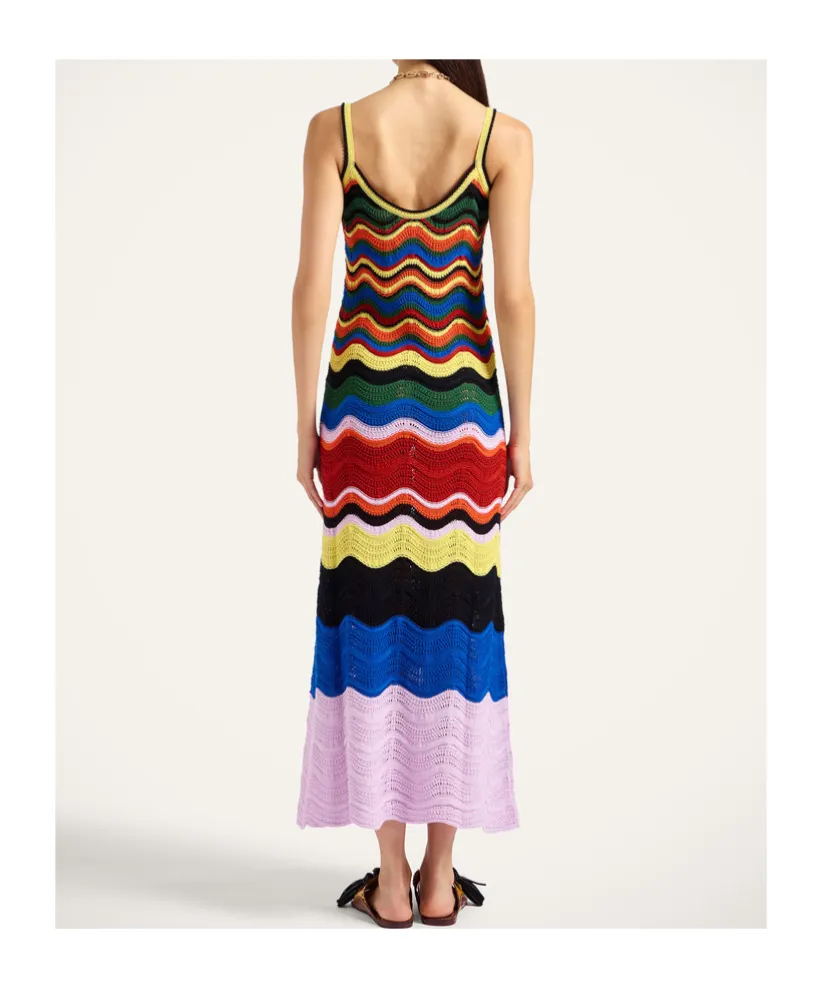 Wave-Pattern Knitted Maxi Dress