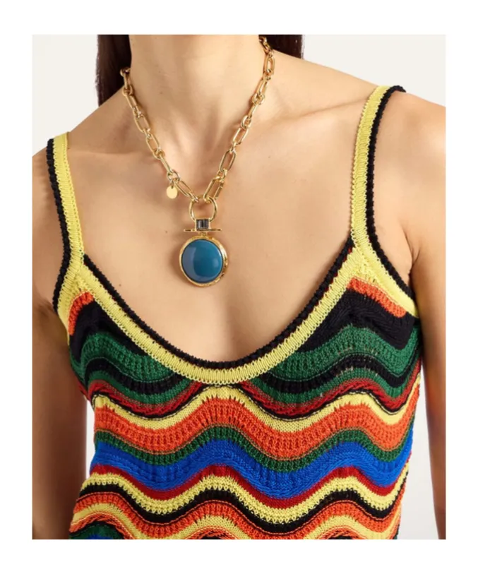 Wave-Pattern Knitted Maxi Dress