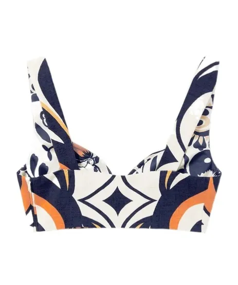 Abstract-Print Sweetheart Top
