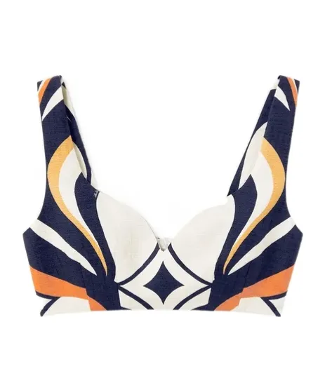 Abstract-Print Sweetheart Top