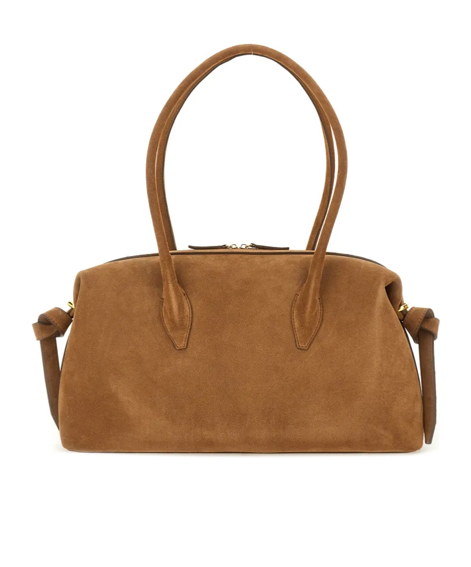 Suede Top-Handle Shoulder Bag