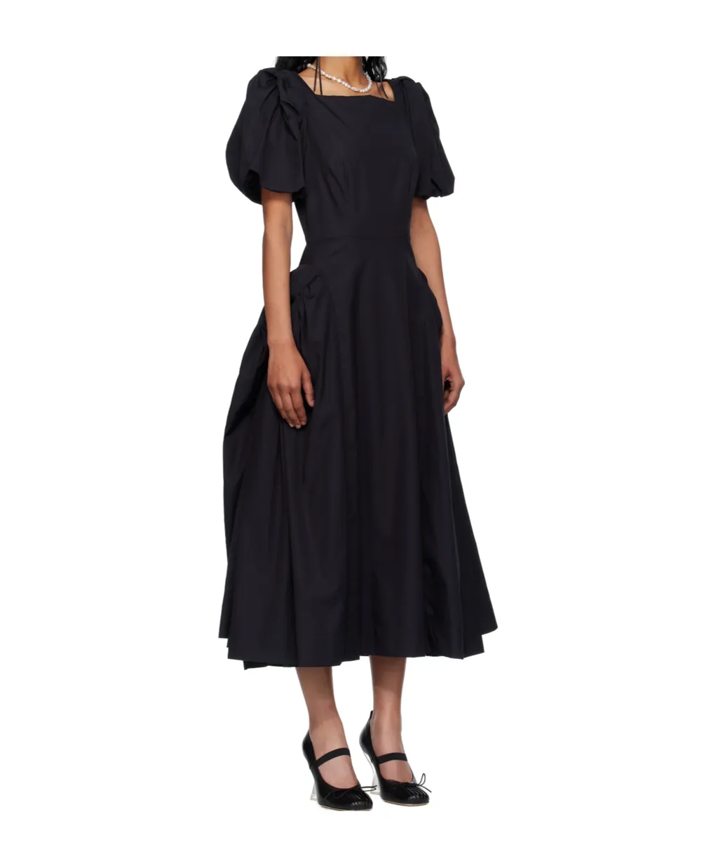 Puff-Sleeve Midi Dress