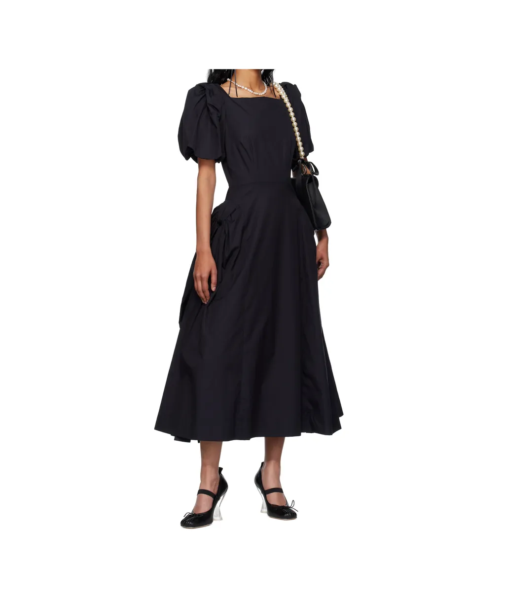 Puff-Sleeve Midi Dress