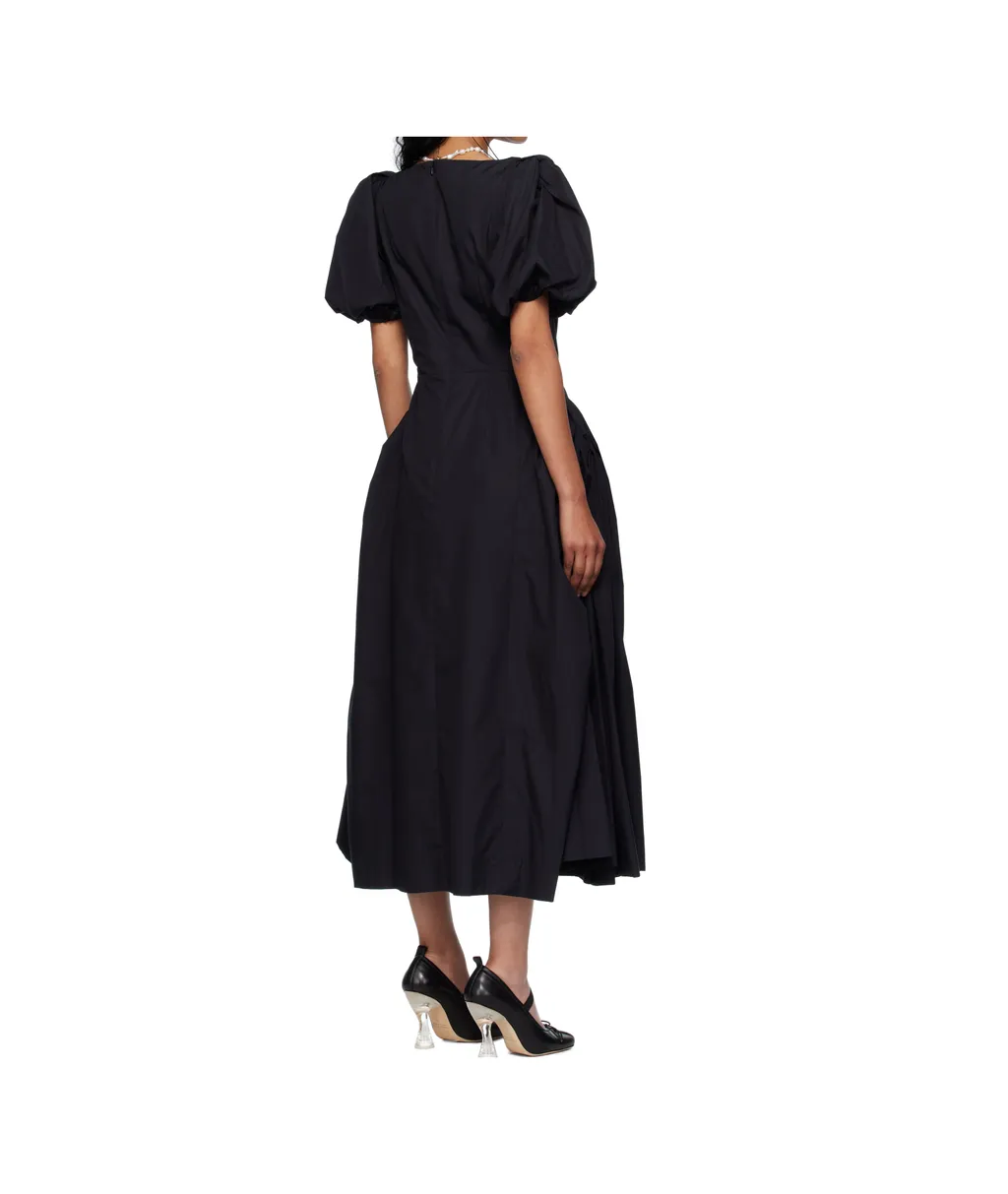 Puff-Sleeve Midi Dress