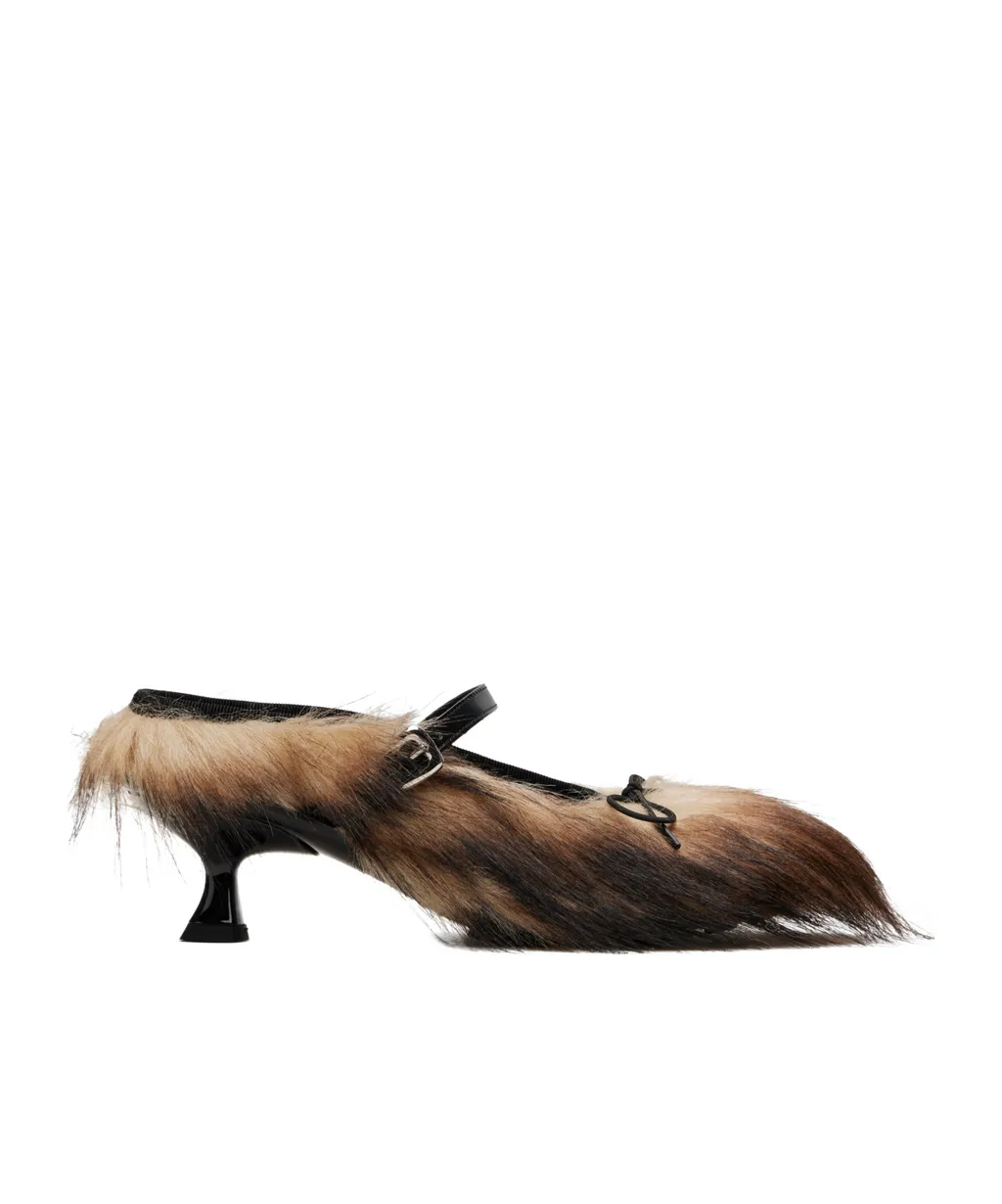 Faux Fur Grip Mules
