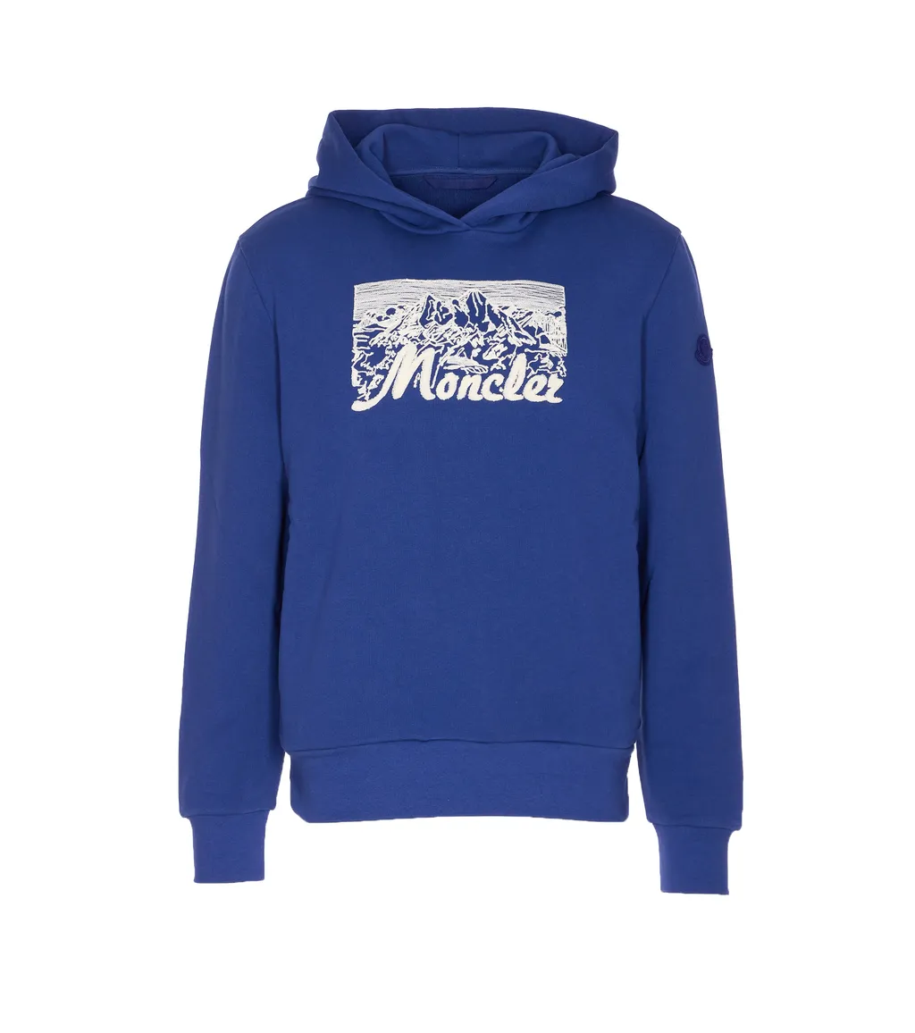 Embroidered Mountain Logo Cotton Hoodie